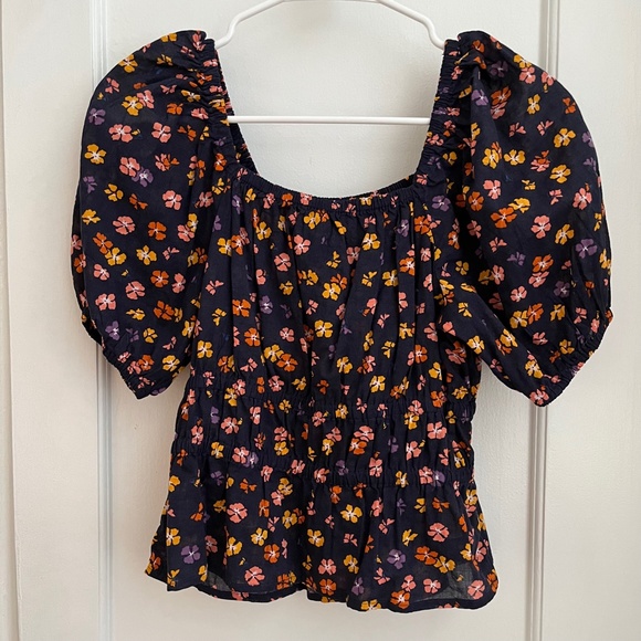 Madewell | Smocked-Waist Crop Top in Aloha Floral - Picture 4 of 8